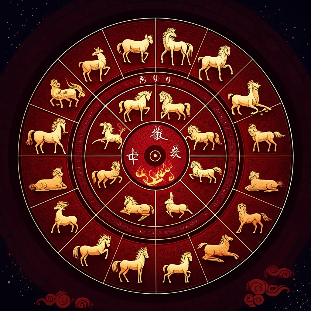 Chinese zodiac wheel 2026 Year of the Horse all 12 signs